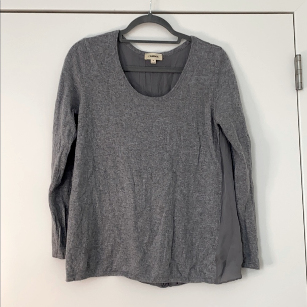L’AGENCE grey sweater with pleated back